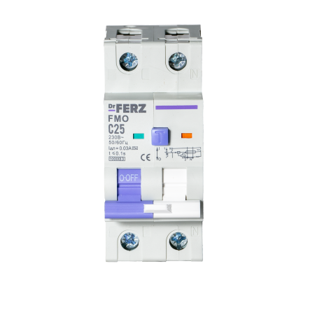 FMO-EM-1P+N 25A 30mA 10kA тип A, х-ка C, 2M Диф. автомат